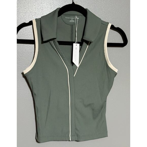 Travis Mathew Tops - NWT Travis Mathew Sip & Sea Agave Green Size Small White Trim Sleeveless
